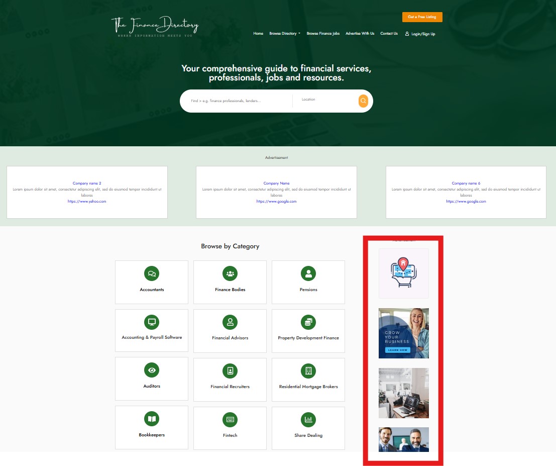 Homepage Banner Ad Right